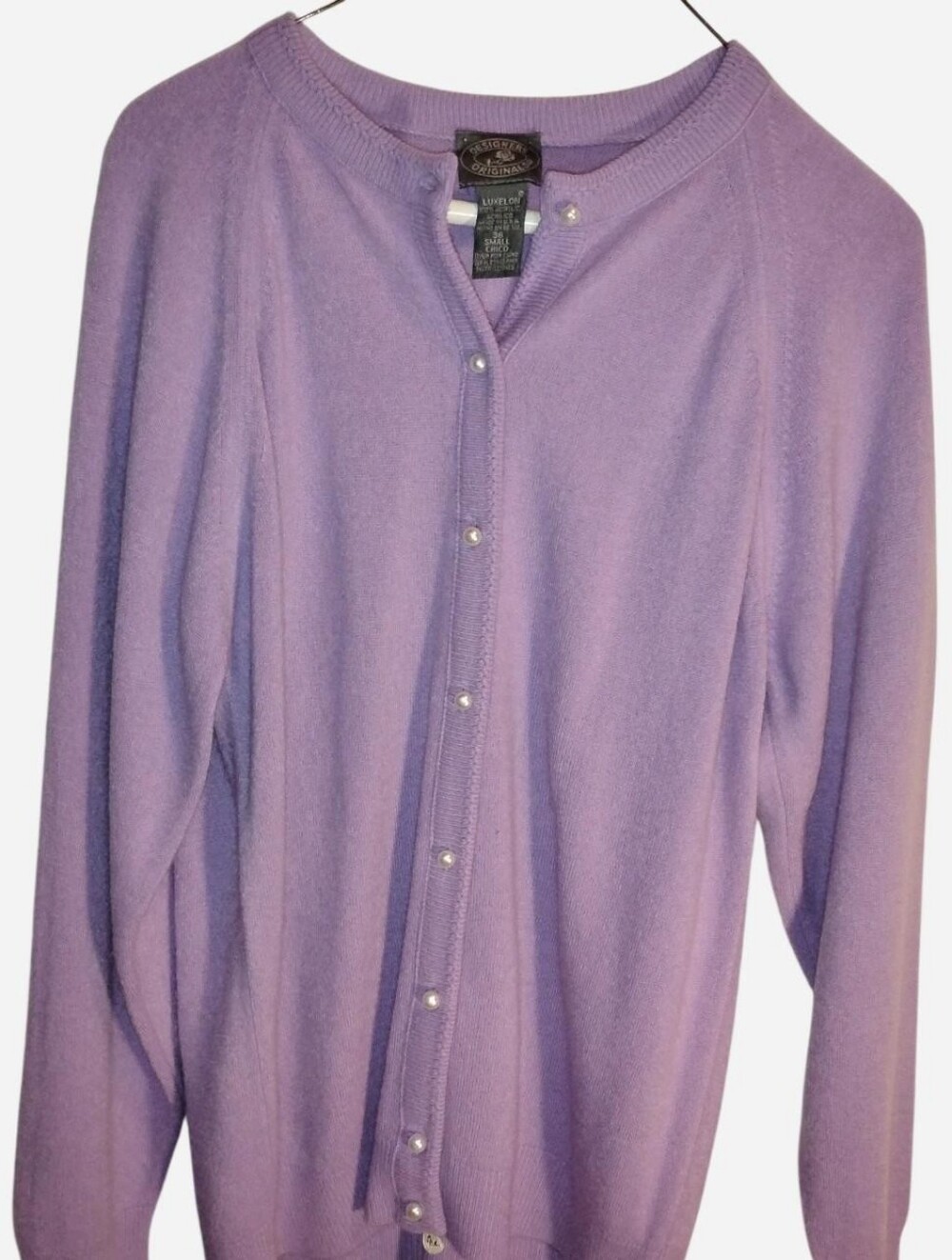 Vintage Designers Originals Lavender Cardigan - Small - Pearl Buttons - USA Made